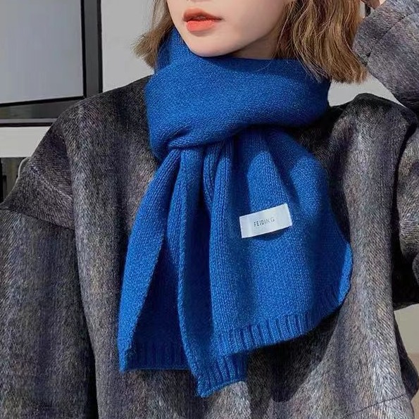 网红ins纯色毛线针织围巾女秋冬新款百搭学生情侣保暖小围脖