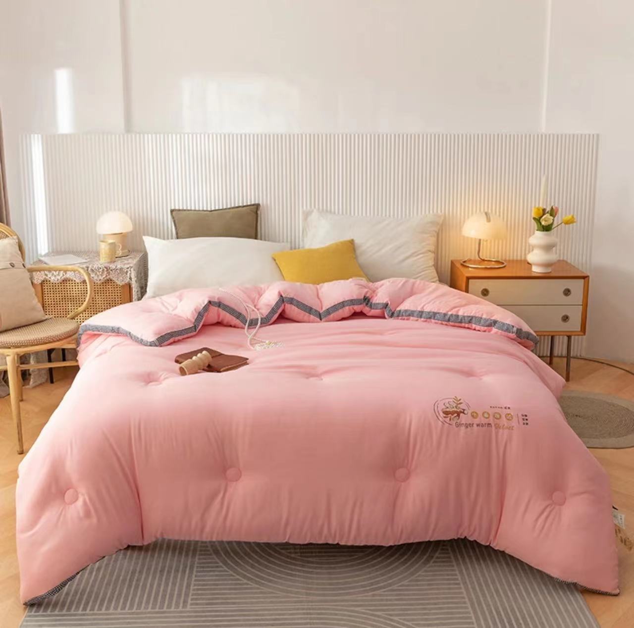 Z冬季新品加厚千鸟格生姜冬被暖绒立体被冬季单人保暖被2.0米