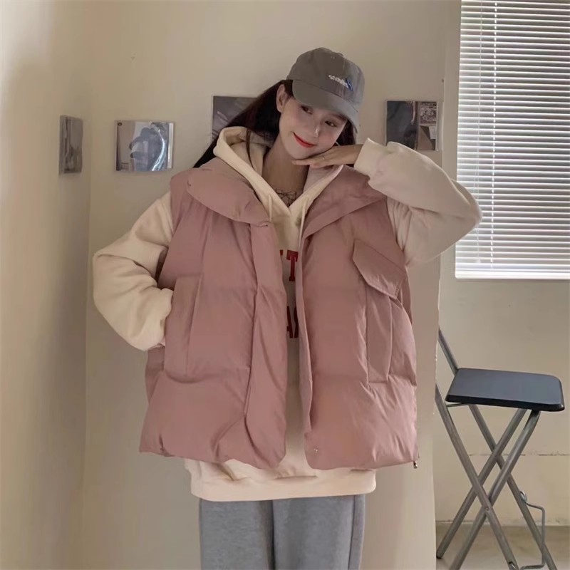 孕妇装马甲女秋冬2023新款学院风小个子短款加厚立领坎肩马夹外套