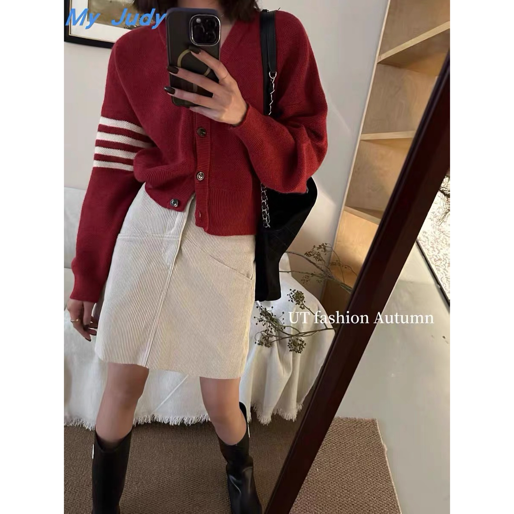 经典气质款 高端品质厚实拼色袖子毛衣开衫外套  15506