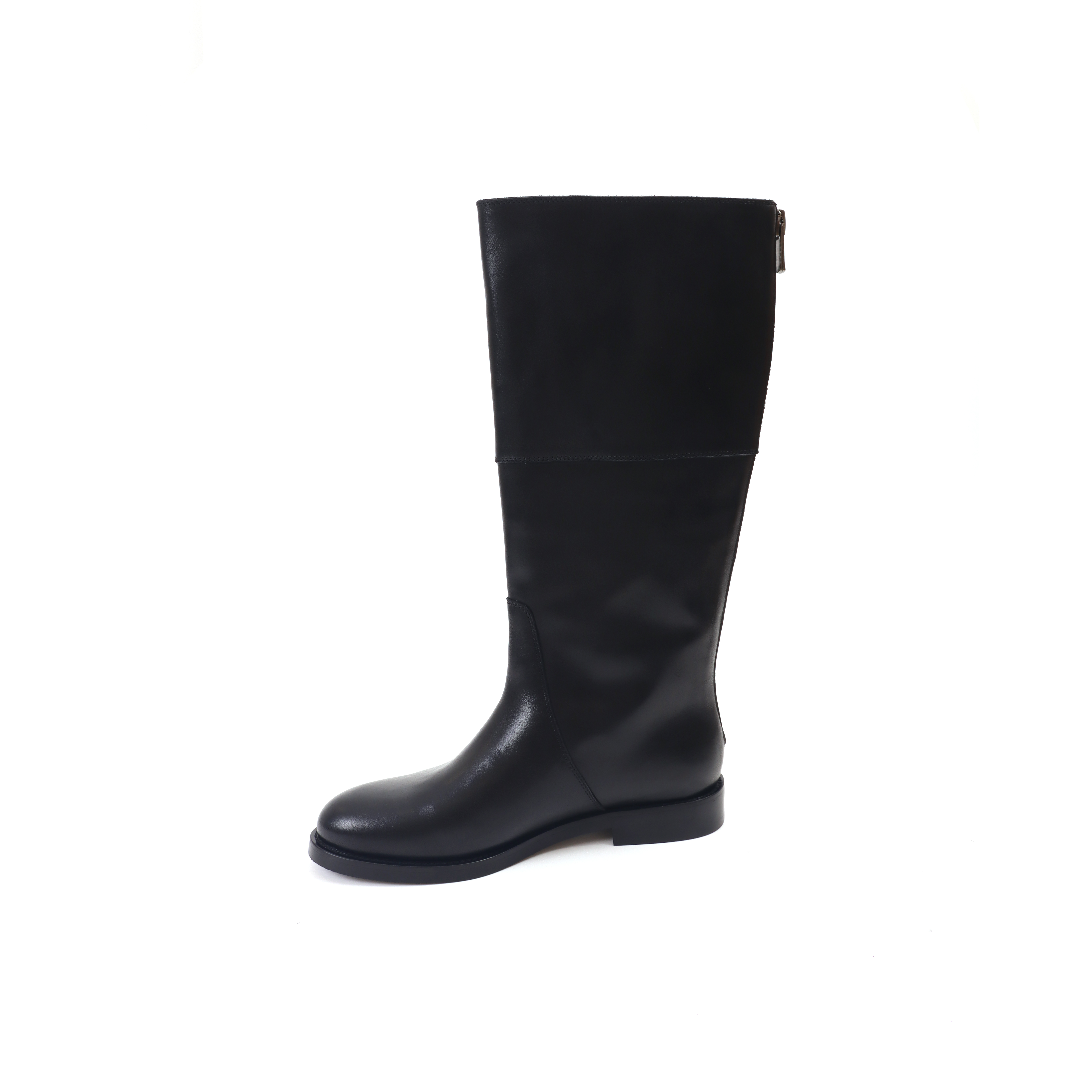 望前~及膝时装靴女2023冬牛皮粗跟骑士显瘦长筒靴019-1