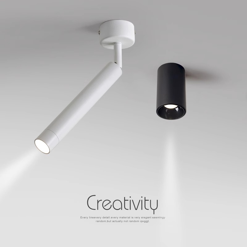 LED天花灯筒灯明装射灯可调角度创意背景墙吸顶式轨道灯聚光射灯