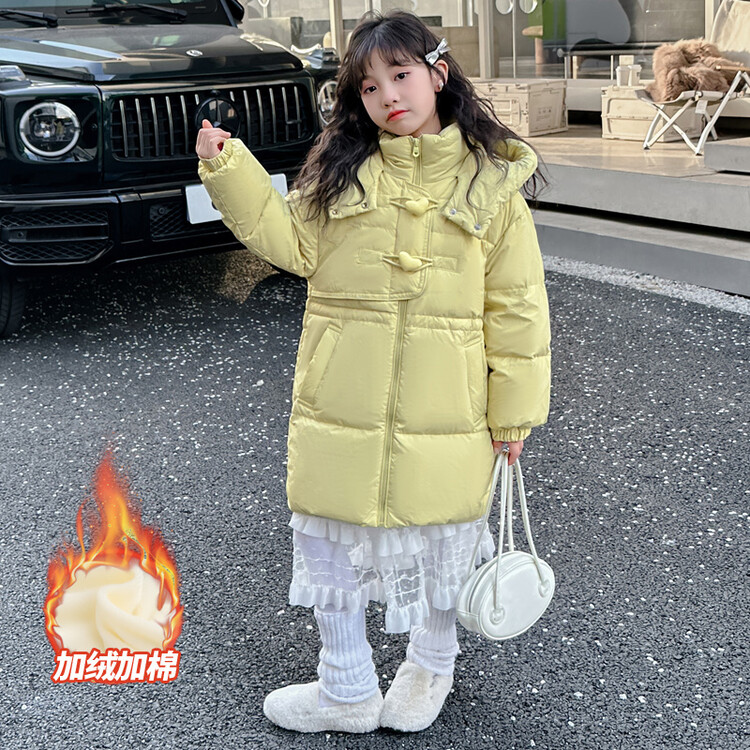 女童冬季中长款加厚棉服中大童小女孩洋气棉衣儿童冬装外套棉袄潮