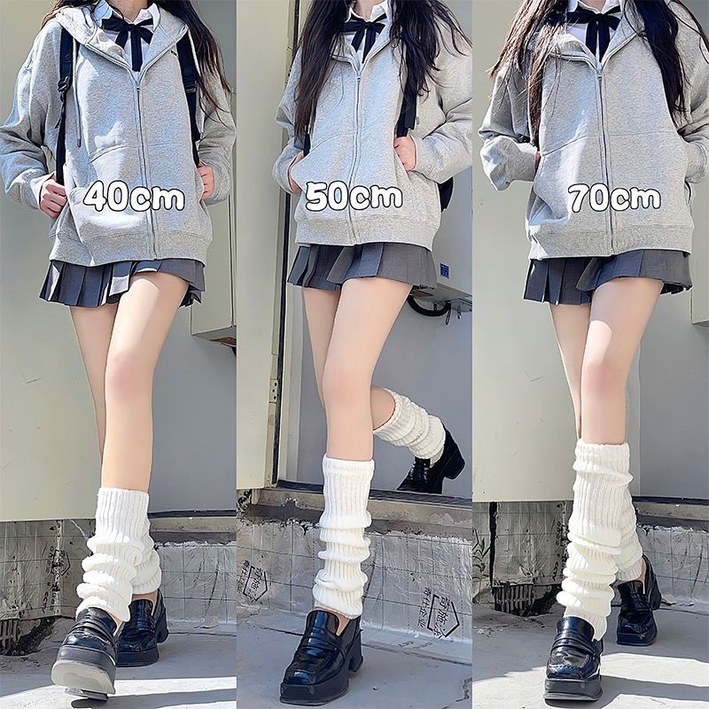 堆堆袜秋冬新款辣妹百搭腿套竖条针织日系透气少女小腿袜长筒学生