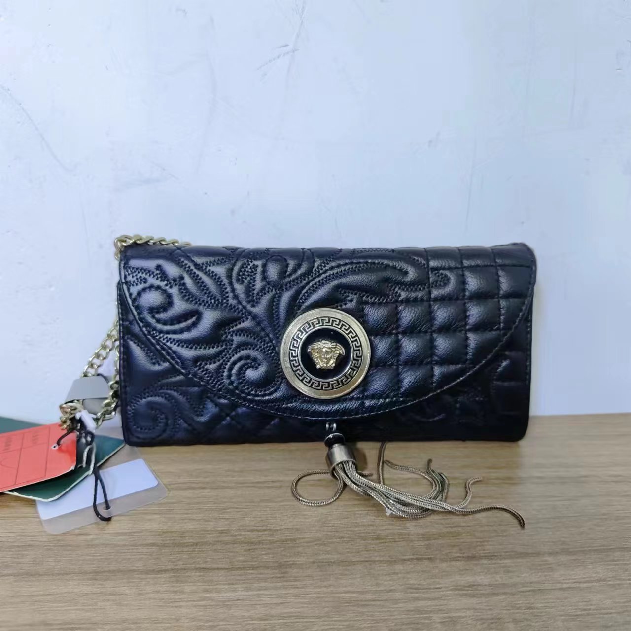 95新  【桔夕天歌】B19 范思哲 黑色格纹信封包