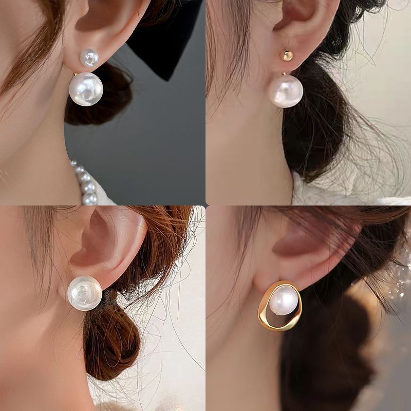 高级感法式珠珠耳环女秋冬耳钉小众设计感时尚气质网红冷性风耳饰
