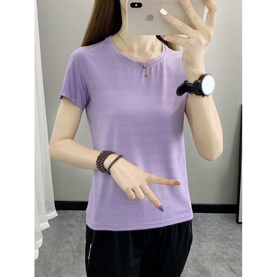 冰丝速干短袖T恤女户外夏季半袖薄款上衣轻薄吸汗户外运动休闲