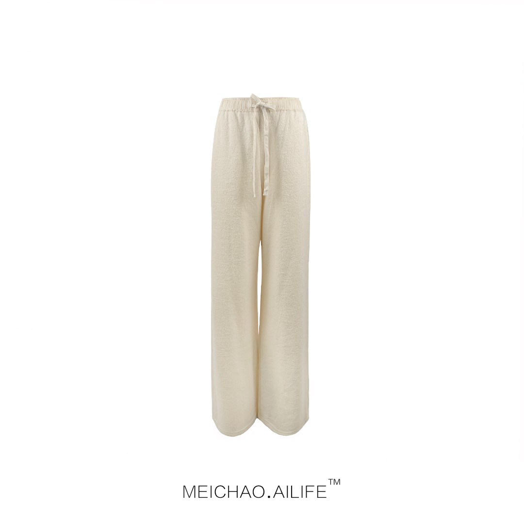 【AILIFE】新款时尚休闲百搭气质慵懒抽带净版阔腿休闲裤K0165