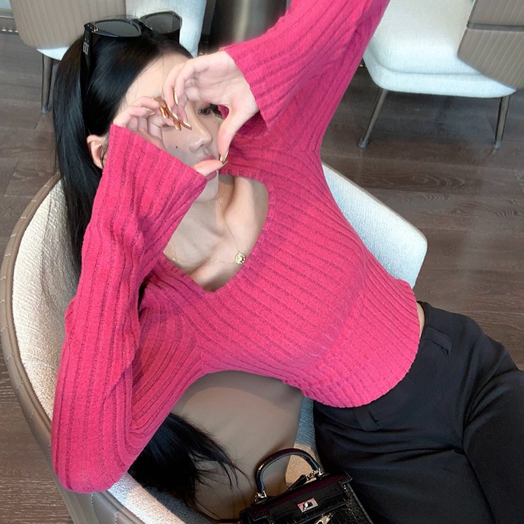 喇叭袖方领打底衫女内搭秋冬纯欲长袖上衣女显瘦韩版洋气短款百搭