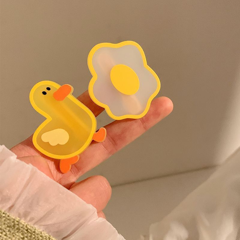 超萌可爱卡通小黄鸭荷包蛋pompom发夹女刘海侧边少女发卡发夹头饰
