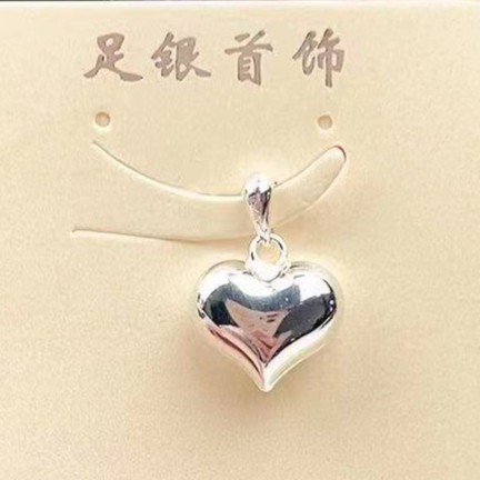 吊坠足银 足银爱心吊坠时尚百搭双面简约首饰光面精致经典坠子