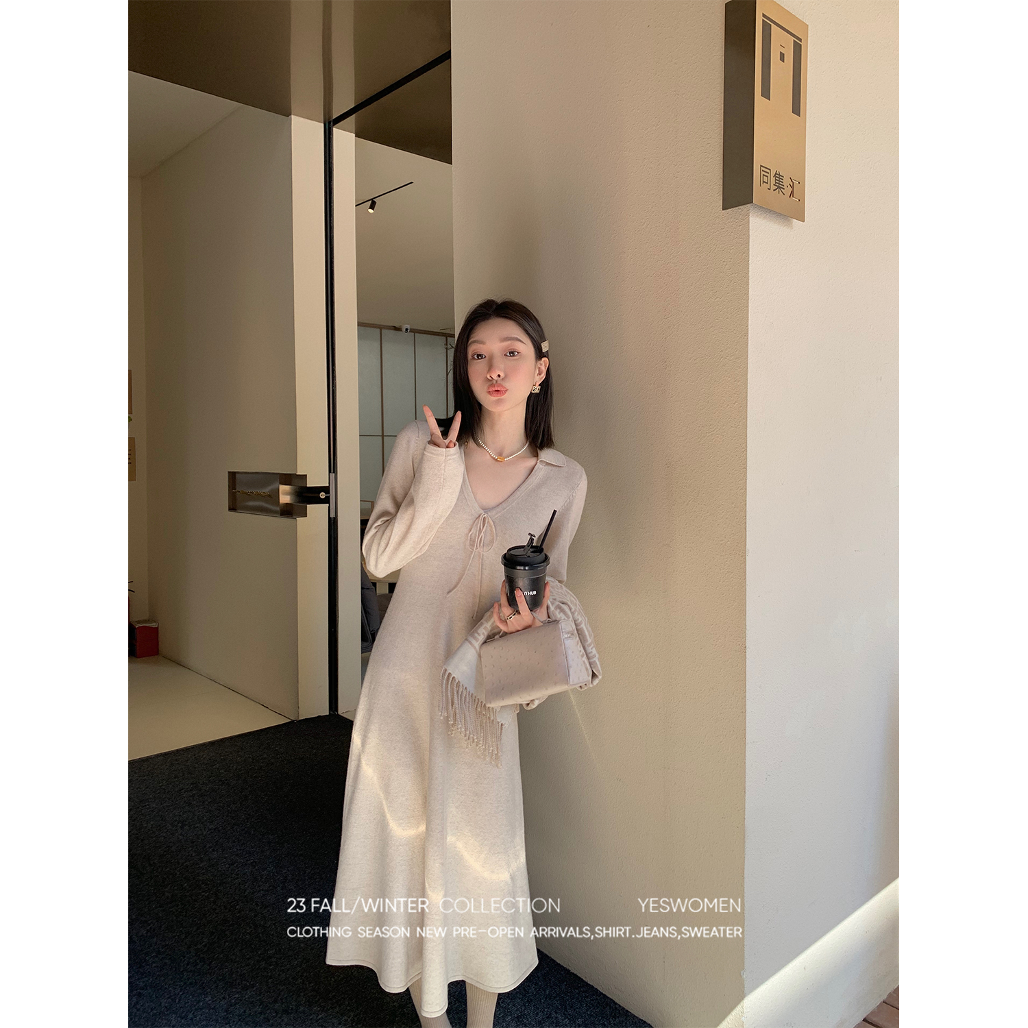 YESWOMEN黑迪 極简连衣裙·秋冬羊毛混纺親肤舒收腰XY90311D3332