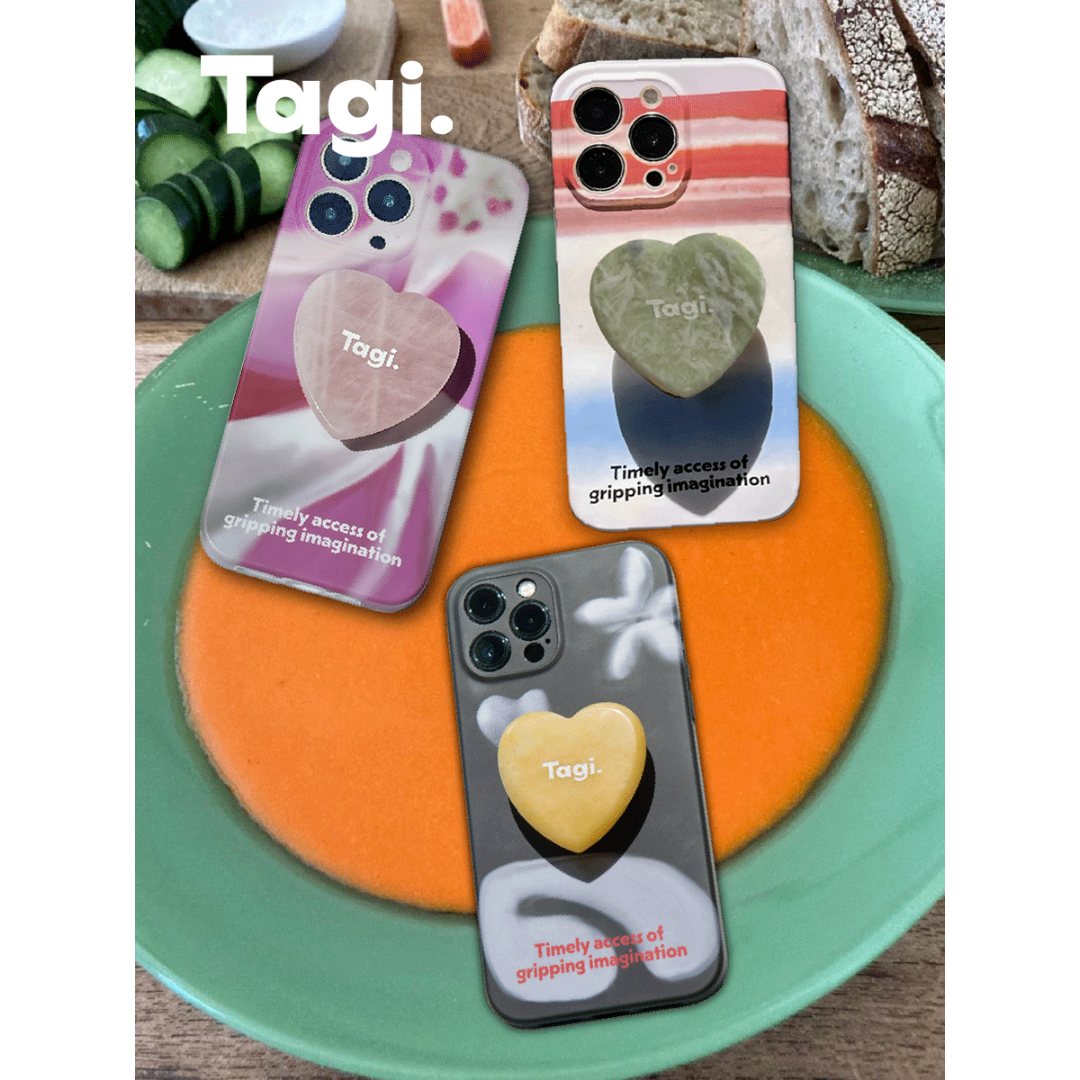 【清仓】Tagi.爱心画家天然石片手机壳支架套装  小众创意设计感