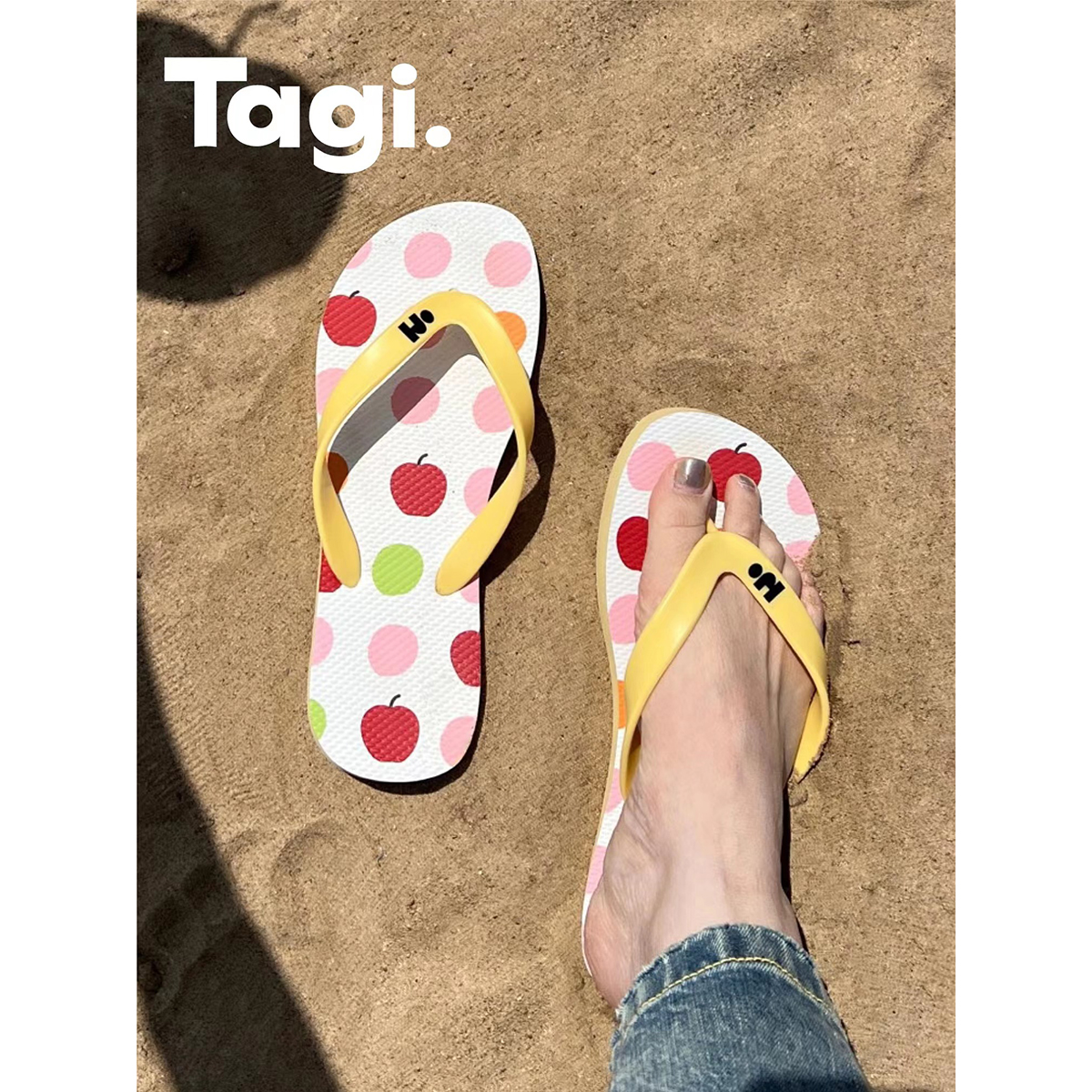 Tagi.《i》苹果波波夏日eva海边沙滩平底人字拖拖鞋