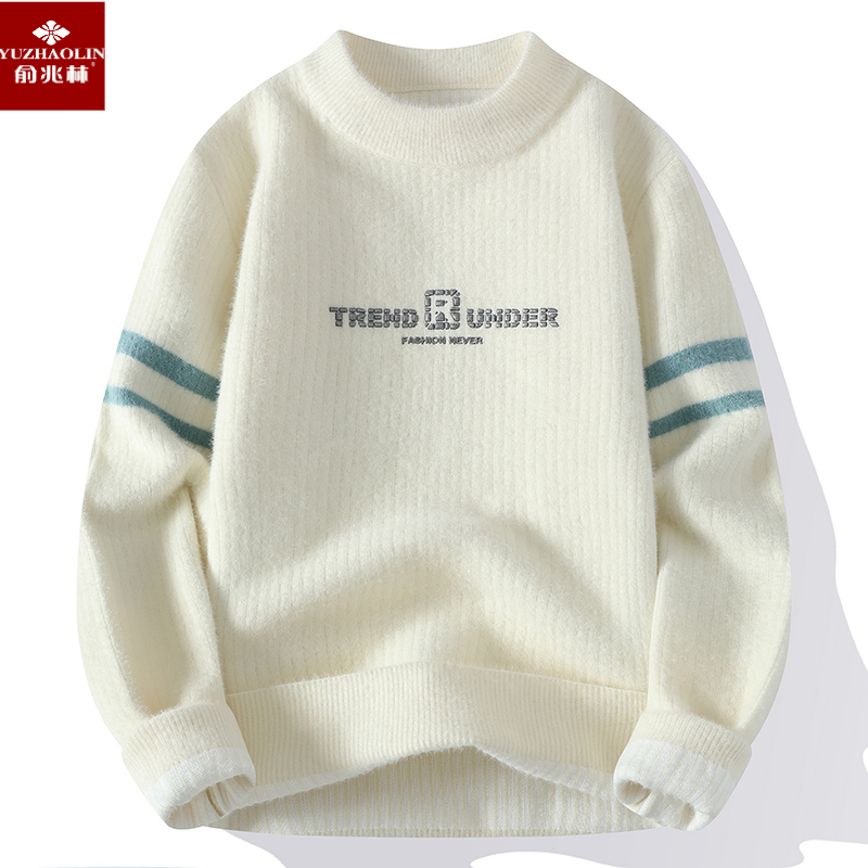 YUZHAOLIN/俞兆林秋冬高领毛衣男圆领内搭宽松慵懒风毛线衣男学生