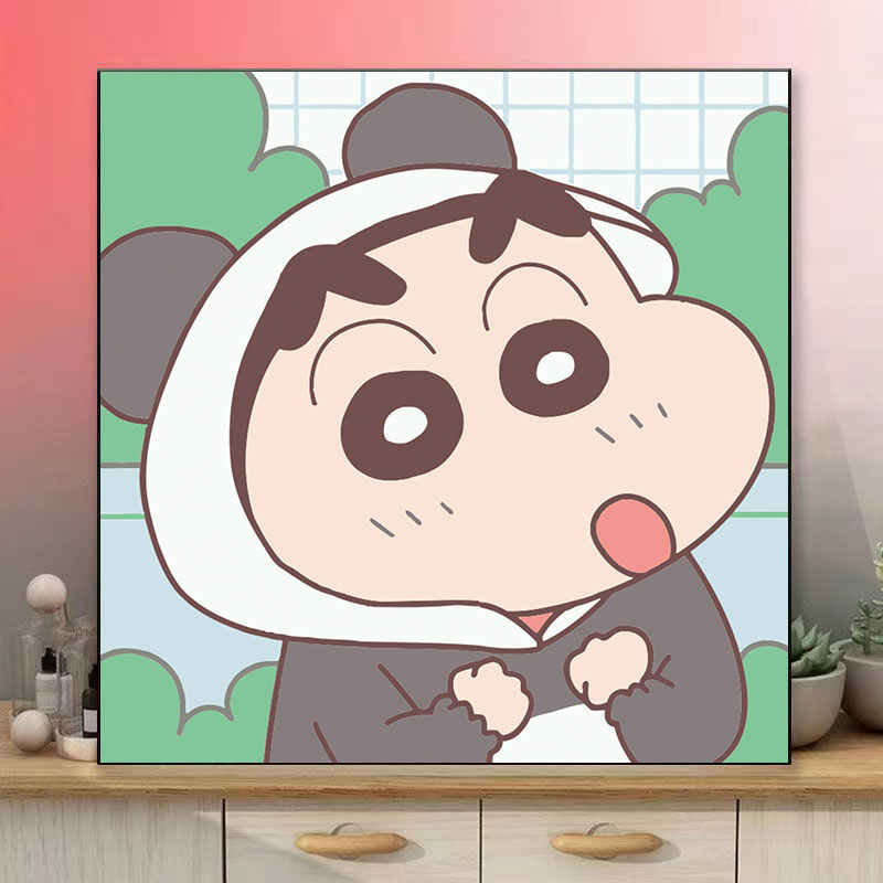 蜡笔小新数字油画 diy卡通动漫儿童卧室手工填色解压挂画装饰画