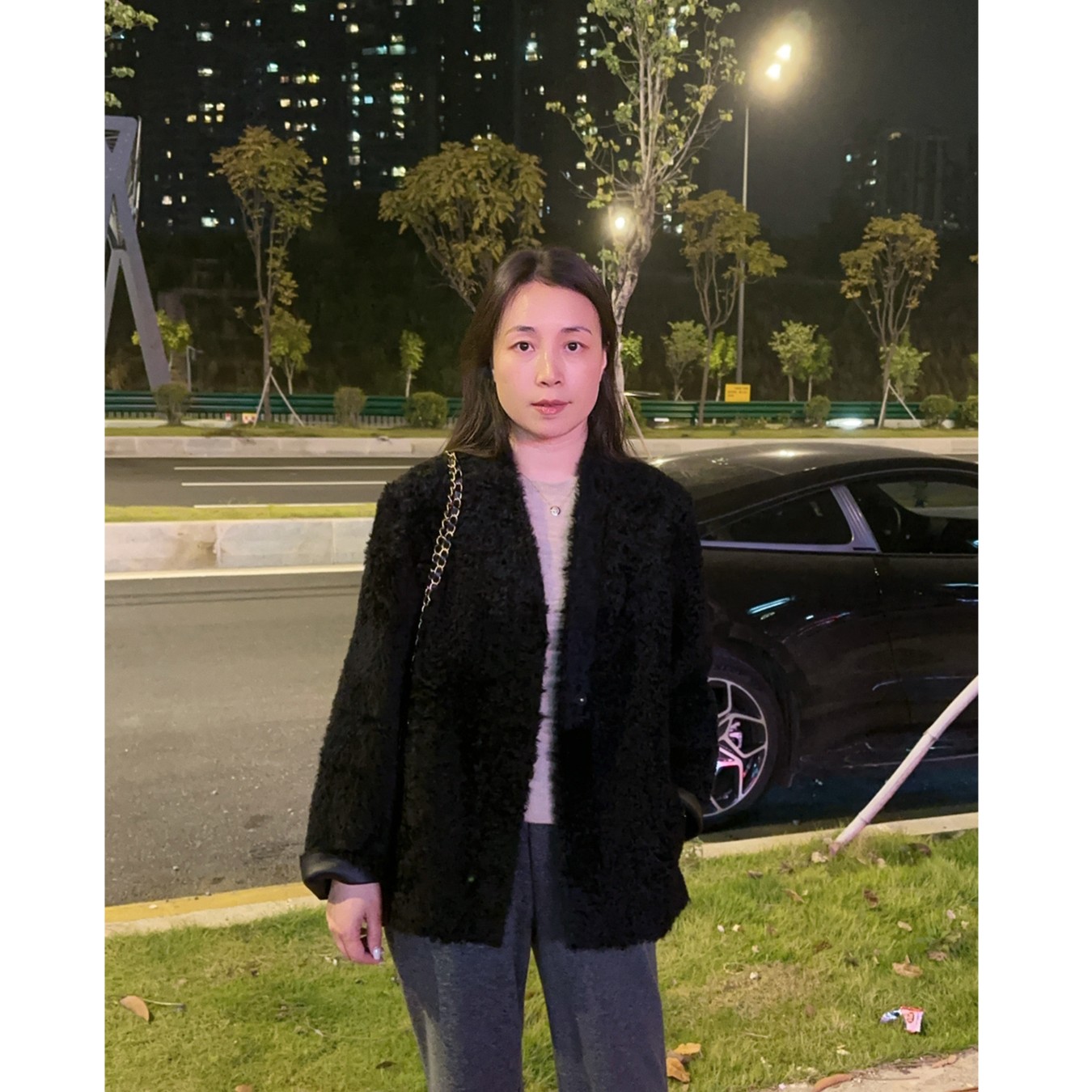 秋冬时尚气质慵懒风V领外套大衣皮衣MA3SYGZ0570