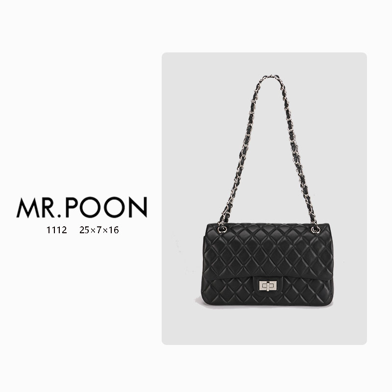 Mr.Poon/潘先生秋冬新款小香风链条包菱格单肩包轻奢女包现货