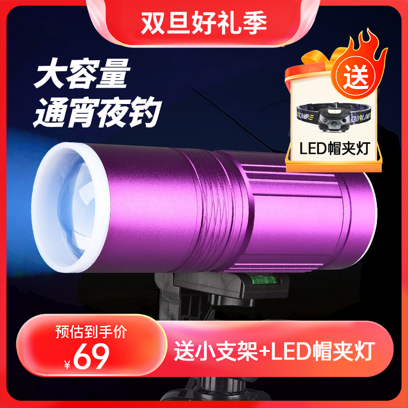 夜钓灯大支架紫光钓鱼灯充电可调强光万向诱鱼灯户外照明激光炮