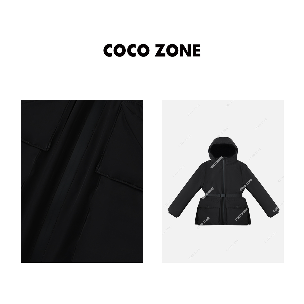 刘一一&COCO ZONE“滑雪系列”90鹅绒秋冬连帽腰带羽绒服23C30065