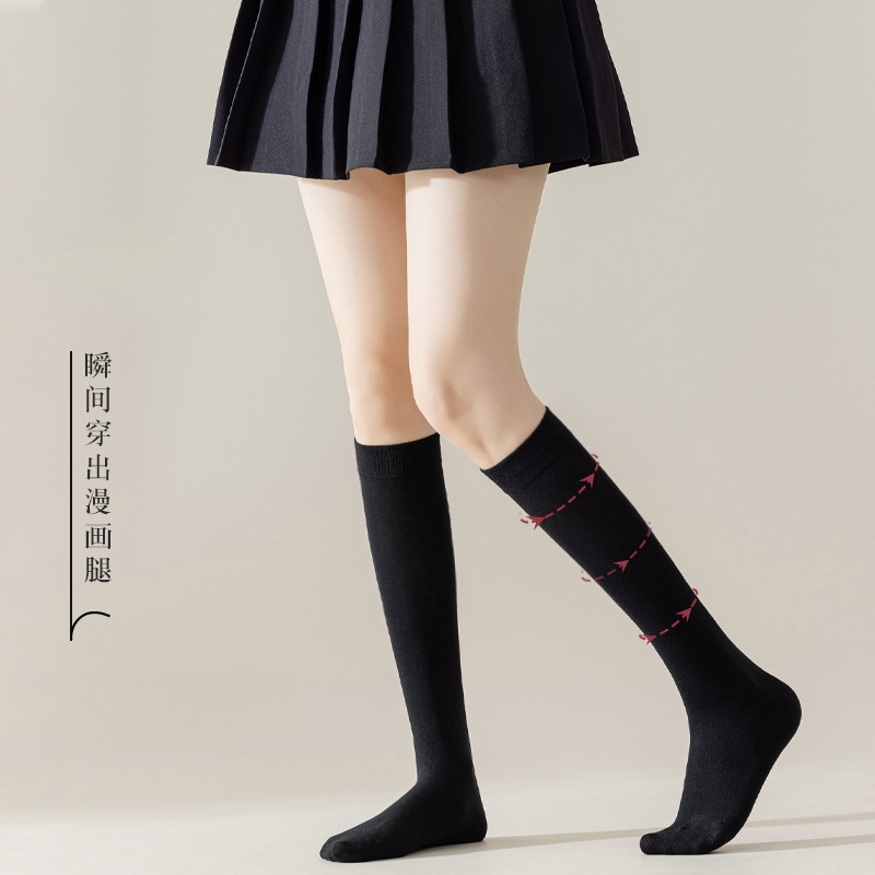 春夏小腿袜压力袜塑腿袜长筒黑色搭配棉袜女袜子jk显瘦透气成人F3