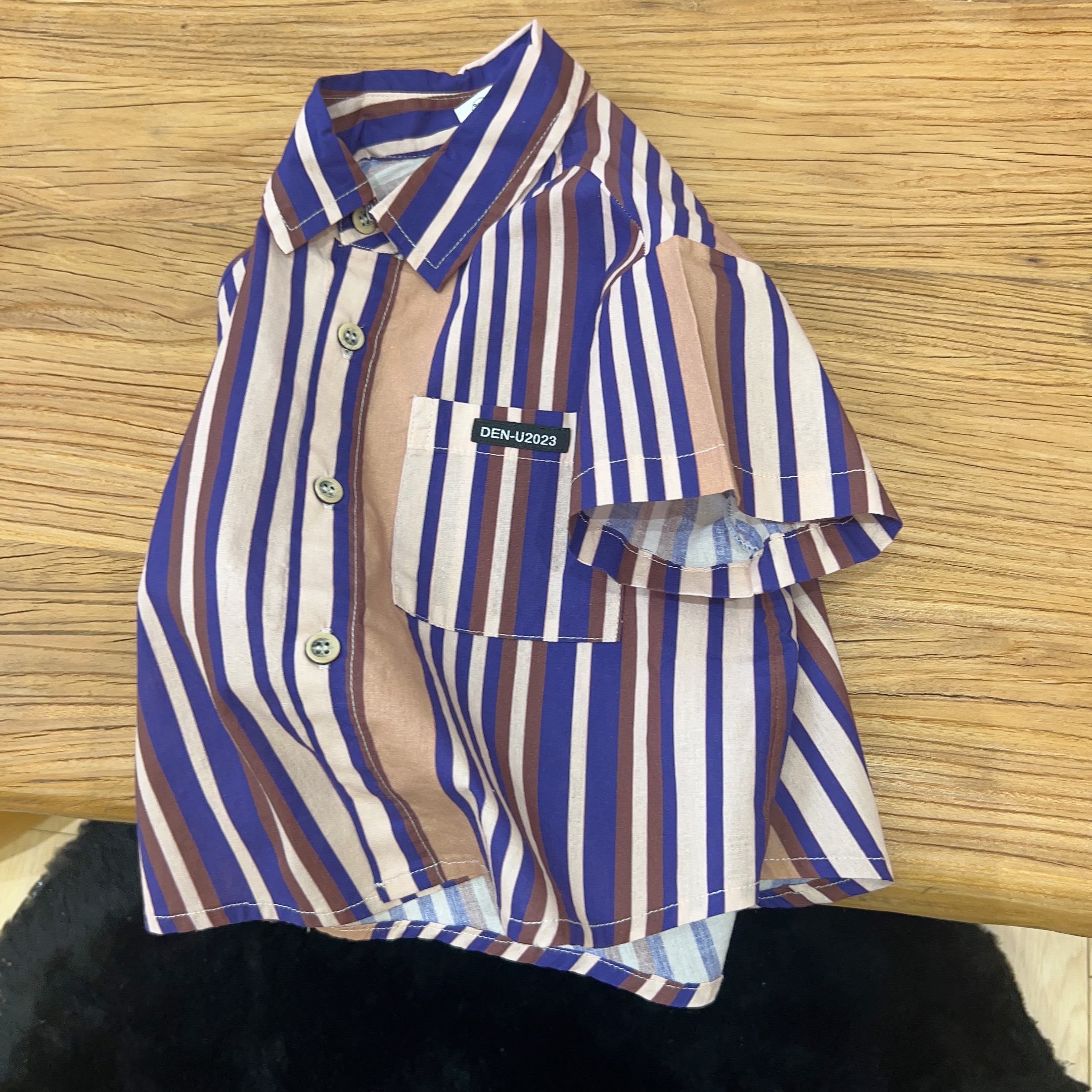 Vilimama品牌 儿童高级定制面料紫色条纹男宝女宝中性个性53147