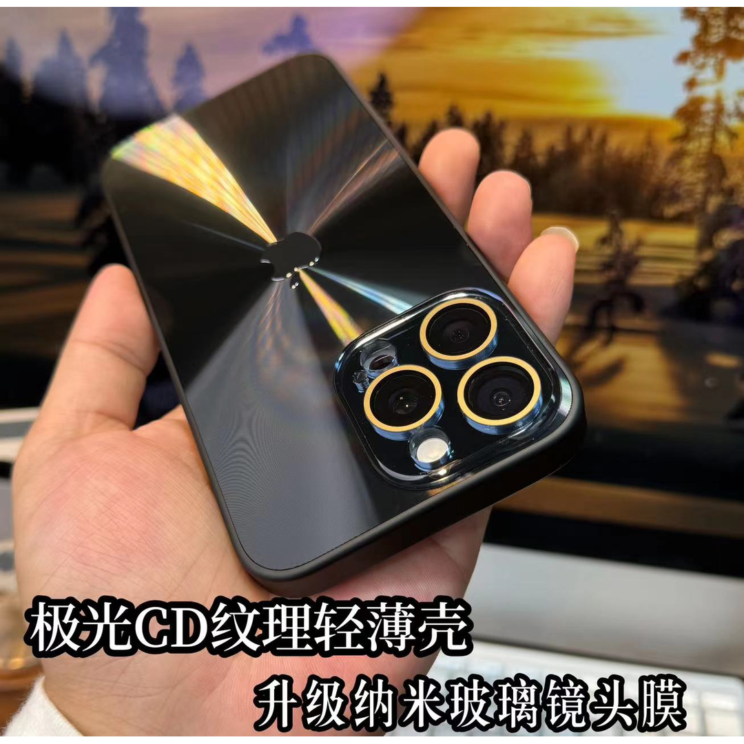 苹果15/14/13纳米镜头膜极光CD纹理iphone14promax壳
