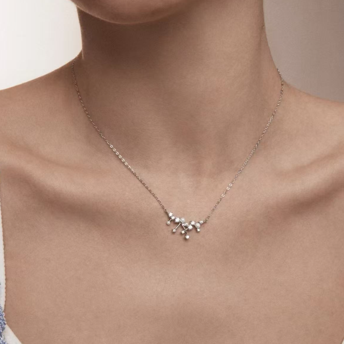 坠链均925银 木木（RZ5446）预售 48厘米 繁星散落小星云项链