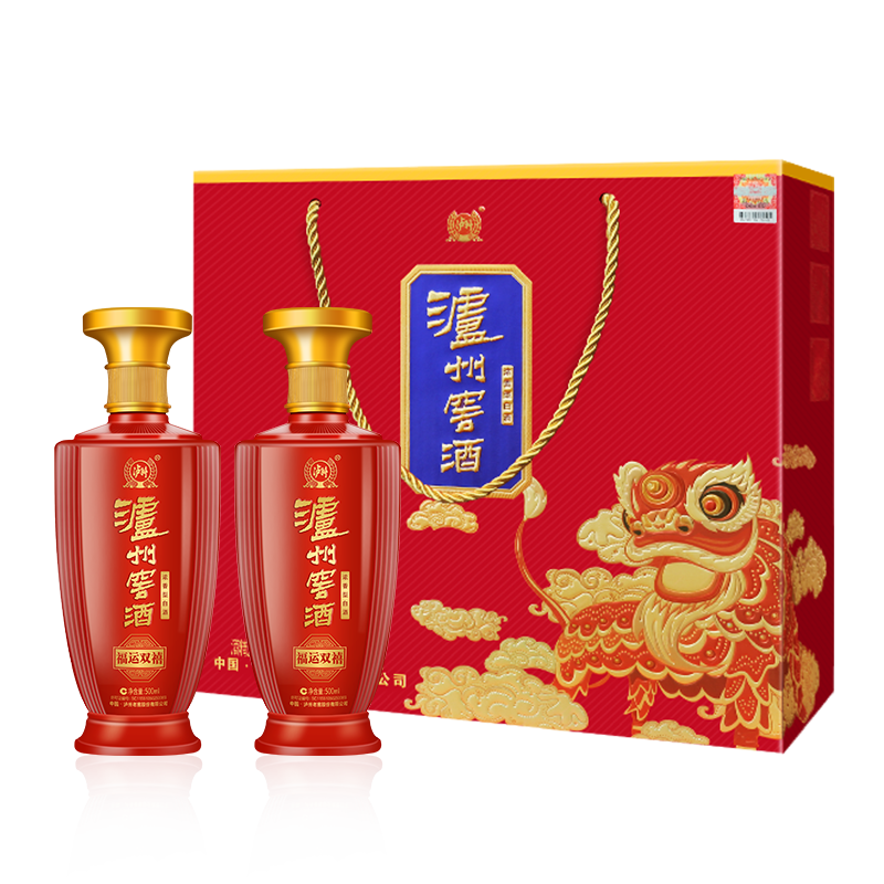 泸州老窖福运双禧 浓香型白酒 宴请 双支礼盒装 52度500ml*2