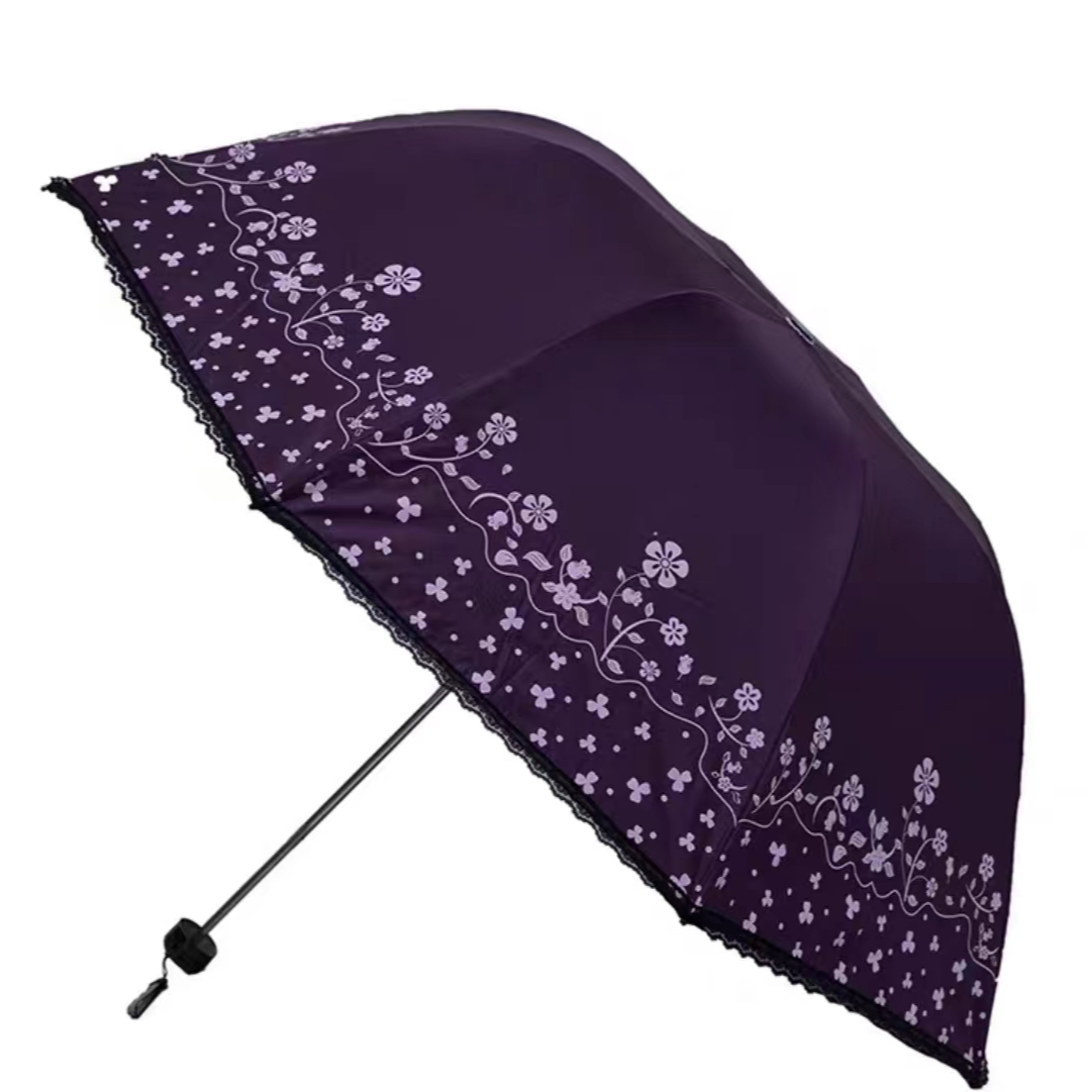 天堂伞黑胶强防晒浪漫印花蕾丝花边坚固伞架晴雨两用伞
