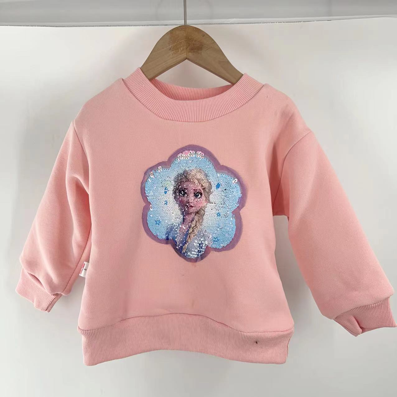 U665-YT冰雪公主亮片变身加绒加厚卫衣