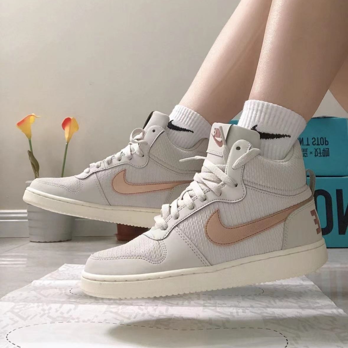 Nike/耐克Court Mid春夏百搭爆款金钩时尚板鞋844907-003瑕疵