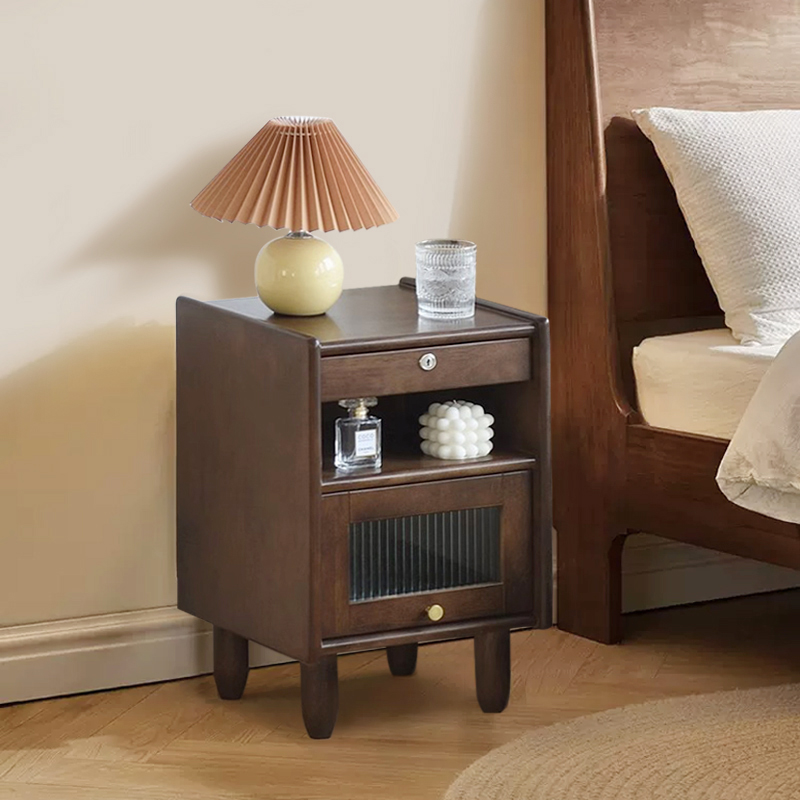 床头柜灰色全实木北欧ins风迷你简约现代小型窄40cm宽原木色松木