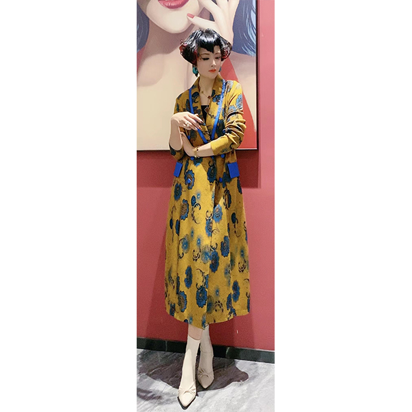 YUFEI/禹菲  FJ 72331 菲姐时尚中长款显瘦春季修身风衣外套气质