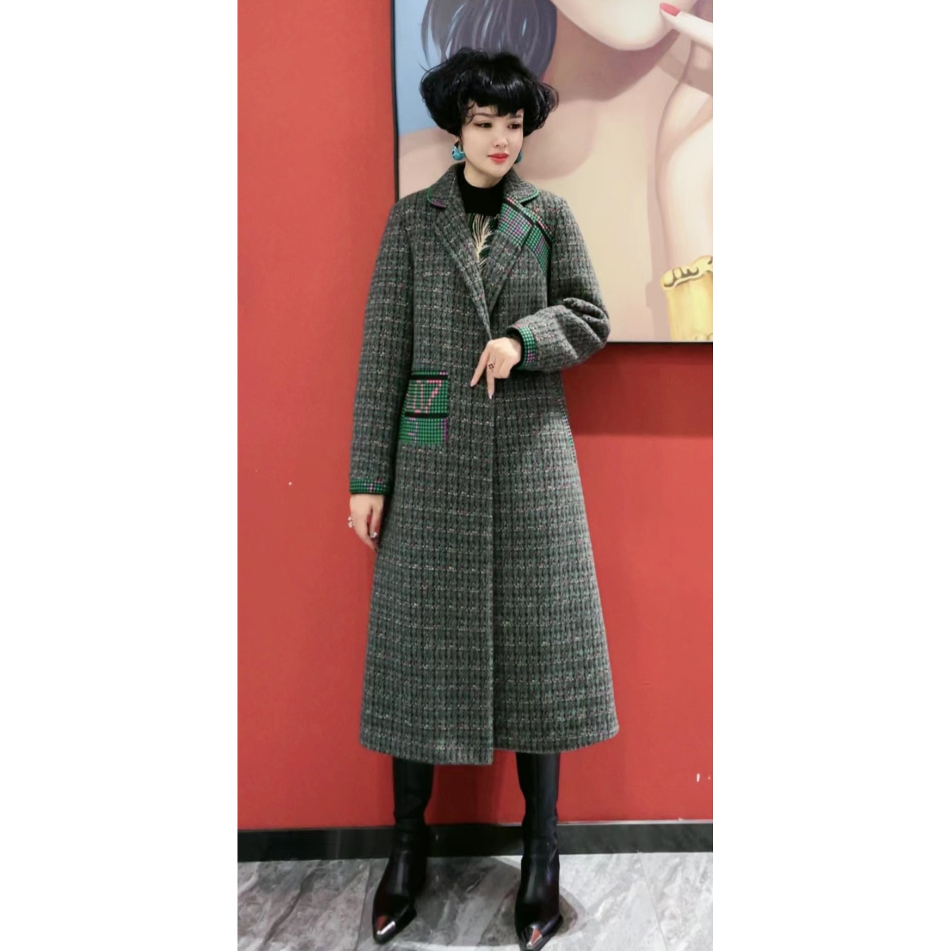 YUFEI/禹菲 FJ 72917  菲姐轻奢时尚气质长款大衣外套