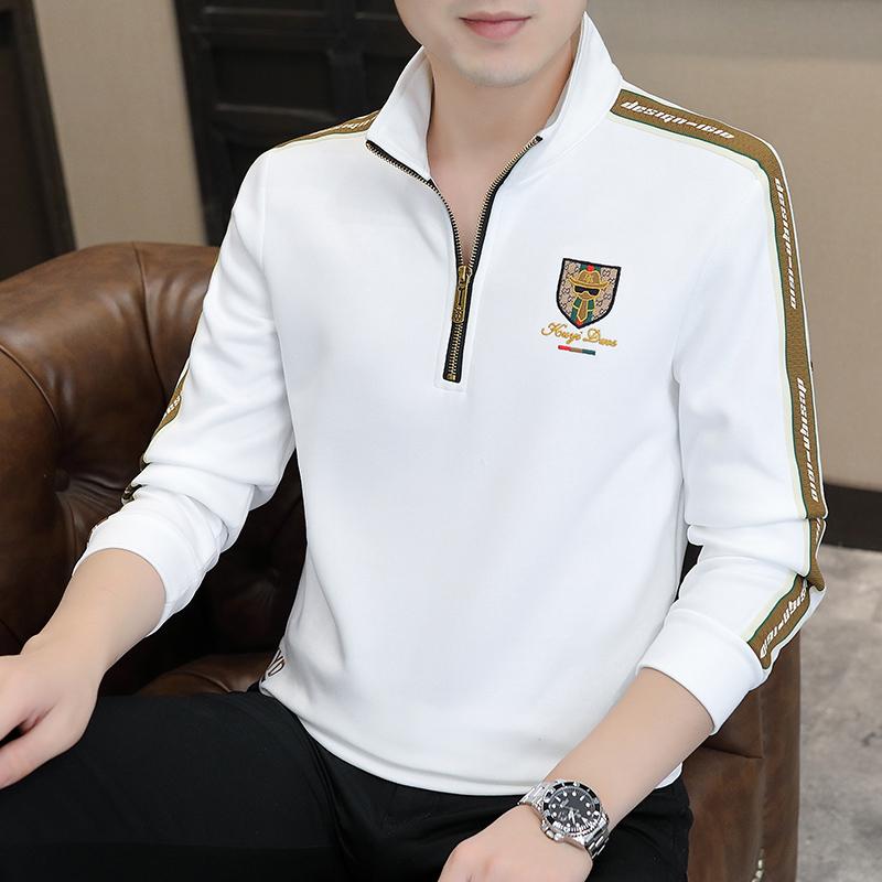 高档卫衣男春秋款时尚洋气半拉链长袖T恤休闲轻奢男装上衣打底衫