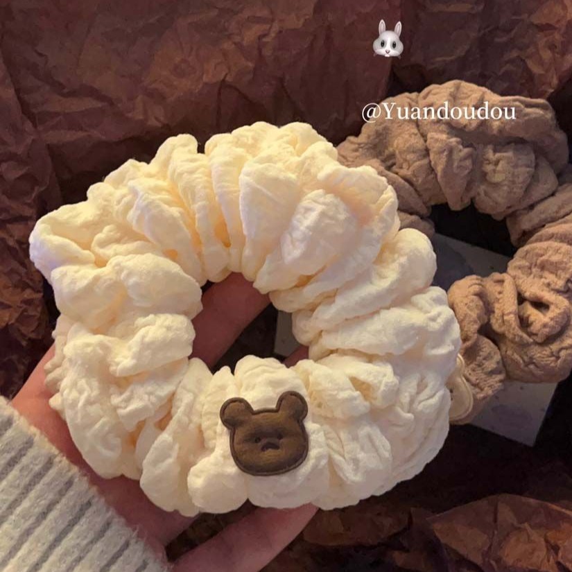 奶油泡芙大肠圈韩式高级感丸子头绳简约百搭布艺发圈头饰发饰日韩