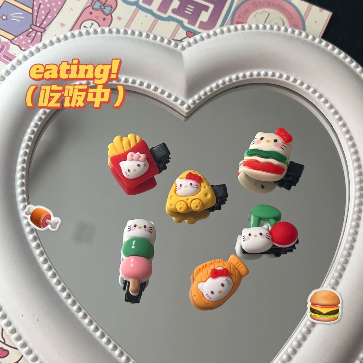 卡通零食猫咪发夹可爱ins日韩百搭迷你发卡少女心学生发卡潮发饰