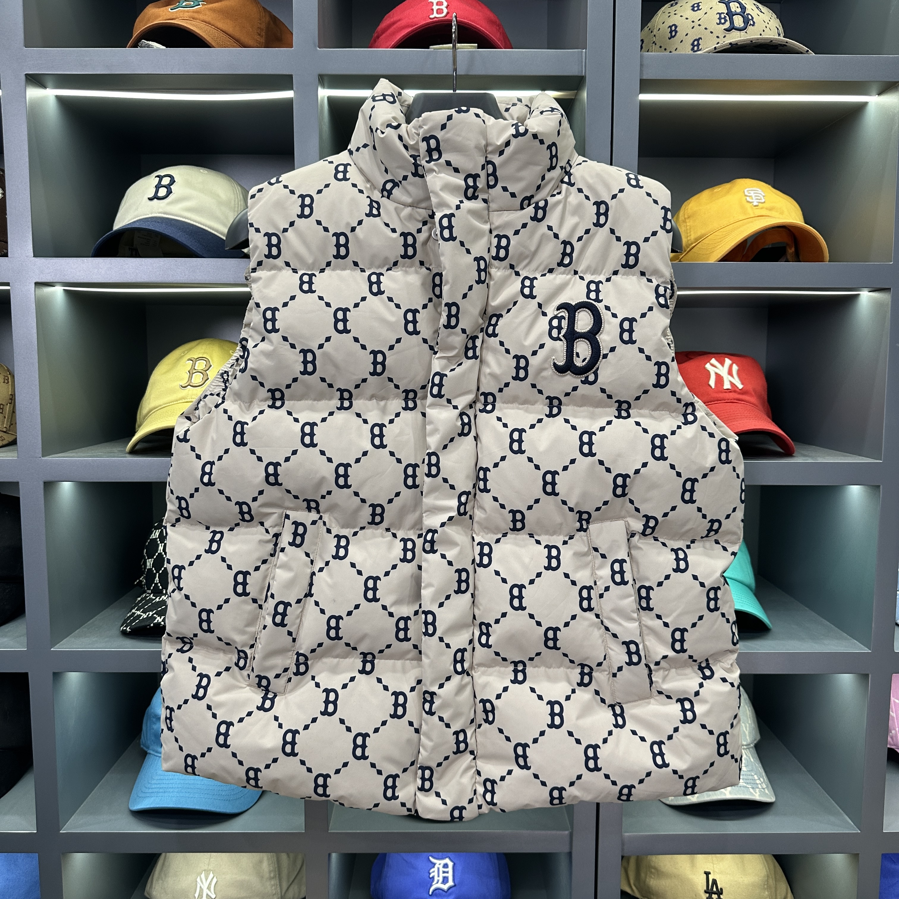 男女情侣款老花满印羽绒马甲运动休闲外套背心118 佳佳1