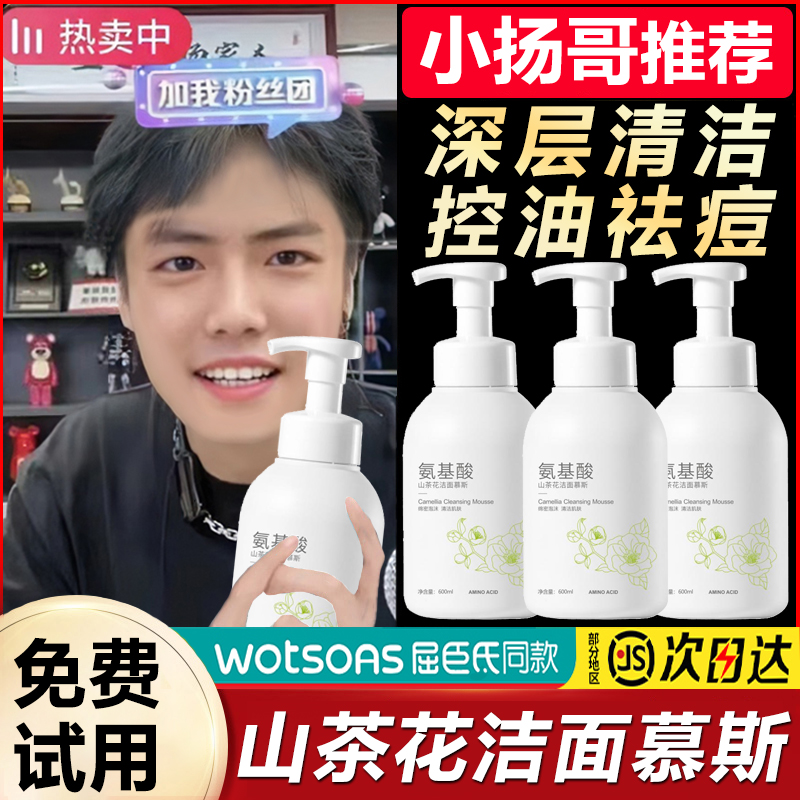 山茶花氨基酸洗面奶收缩毛孔深层清洁控油除螨祛痘洁面乳男女专用