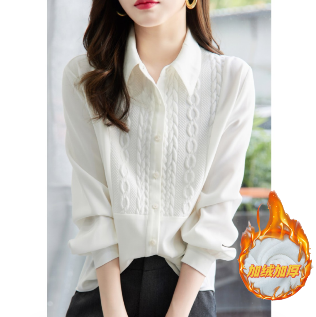 8925白色长袖拼接设计感小众气质衬衫女早秋季新款衬衣上衣