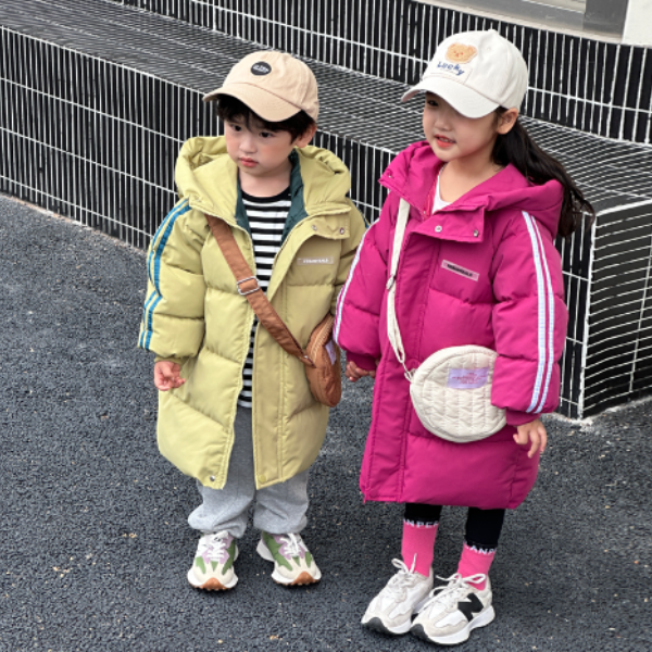 新款儿童中长款棉服男童女童冬季加厚棉衣中小大童过膝童装外套