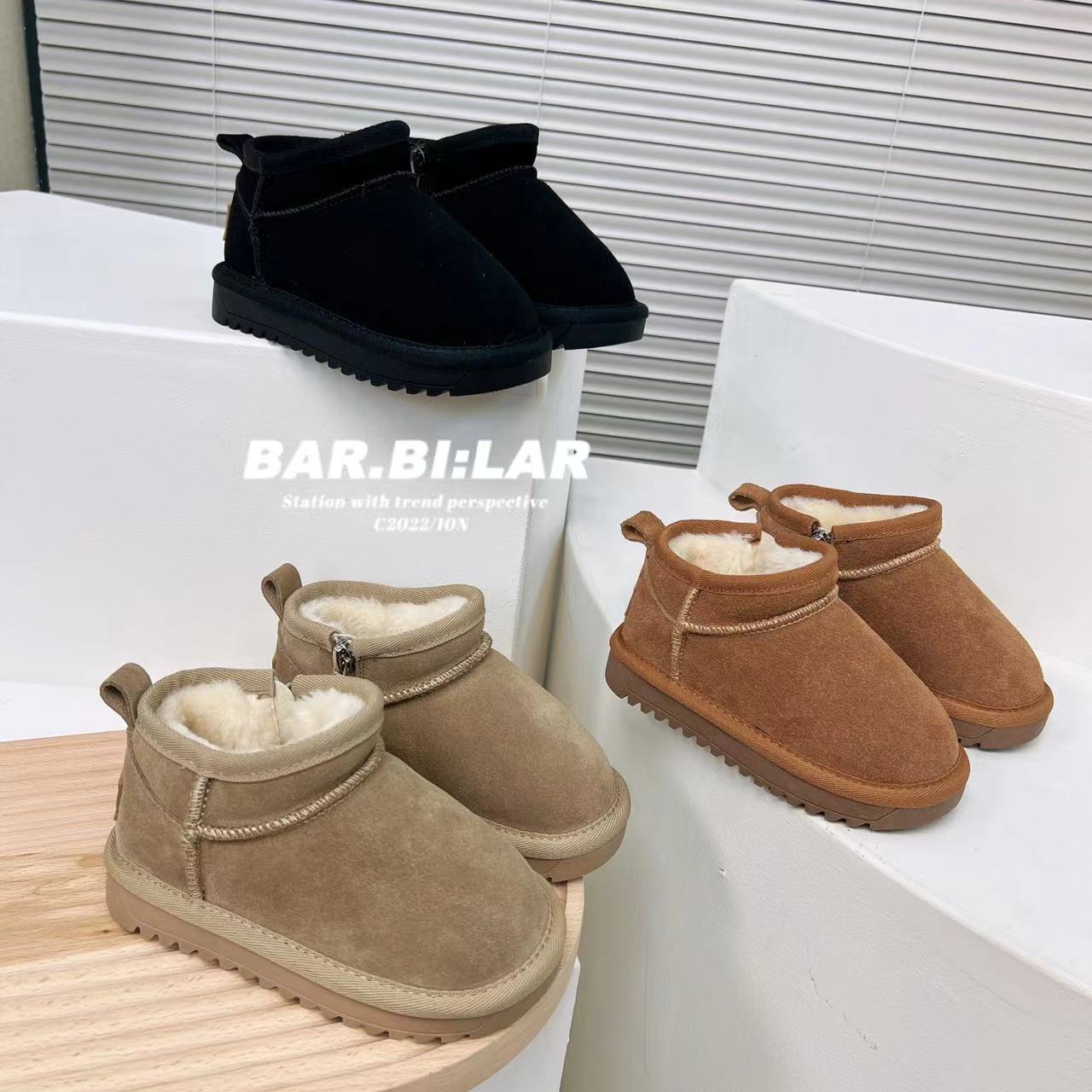 儿童韩系童鞋休闲时尚防滑加厚真皮保暖小包子雪地靴88788
