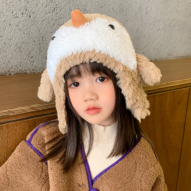 儿童帽子秋冬季可爱企鹅套头帽宝宝保暖雷锋帽男童女童护耳毛绒帽