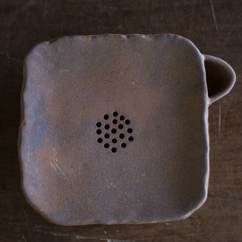 【小田甄陶】灰念老岩泥方石韵壶承直径12cm*高5.5cm（Q0478）