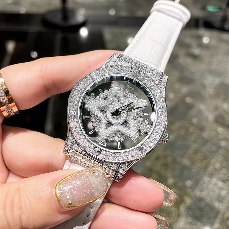 蒂玮娜五芒星时来运转镶钻轻奢小众时尚女士手表新款满天星玫瑰金