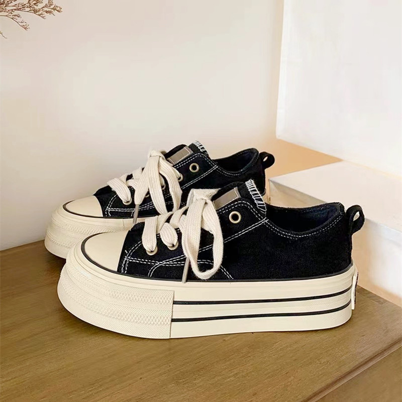 【MR】高定皮面休闲鞋女2023秋冬松糕厚底增高防滑舒适运动板鞋百搭