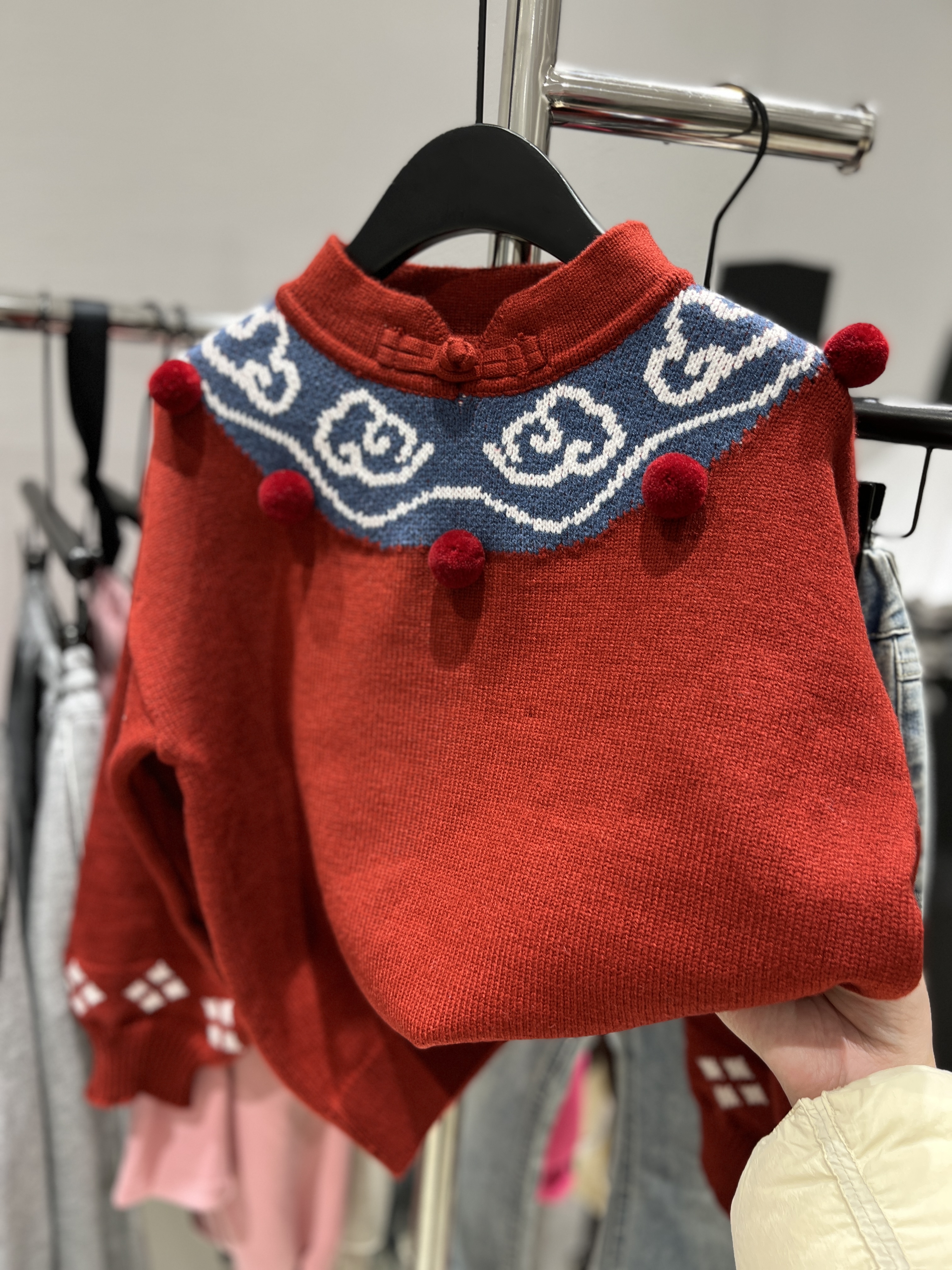 Z【蓝色马面裙毛衣套装】明制马面裙套装汉服亲子款装儿童国风女童