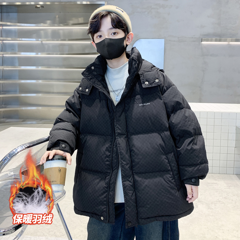 儿童装男童冬装羽绒服2023新款大童棉服冬季男孩棉袄加厚免洗外套