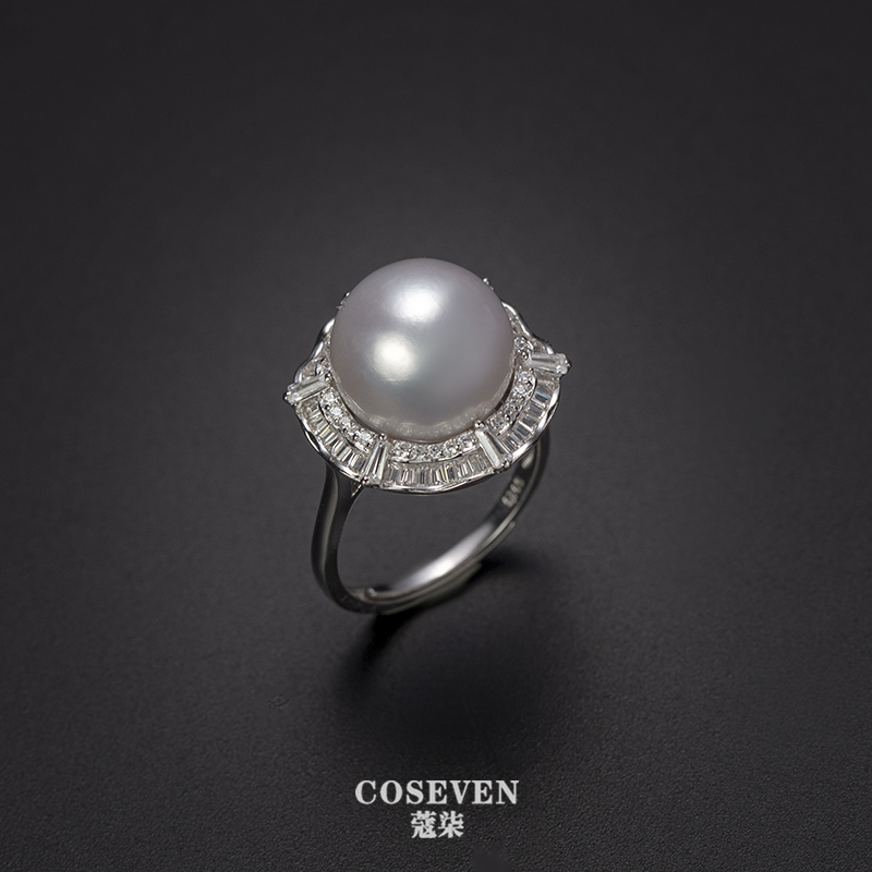 【C0SEVEN“蔻柒”】S925银/淡水珍珠/八方来财戒指/12-13MM